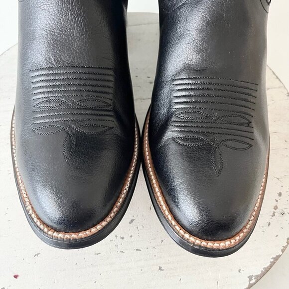 Rod Patrick Mens Cowboy Boots 9.5EE Black Buffalo Western Round Bex Toe 11" Tall - Picture 6 of 12